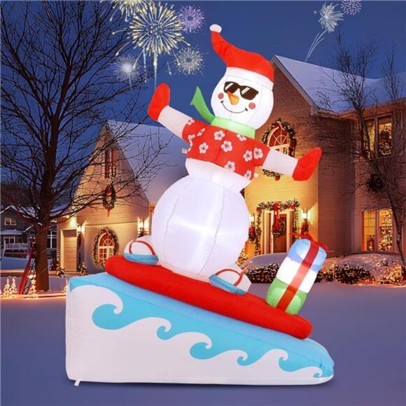 Inflatable Christmas Decorations Outdoor, 6FT Inflatable Snowman with LED Lights